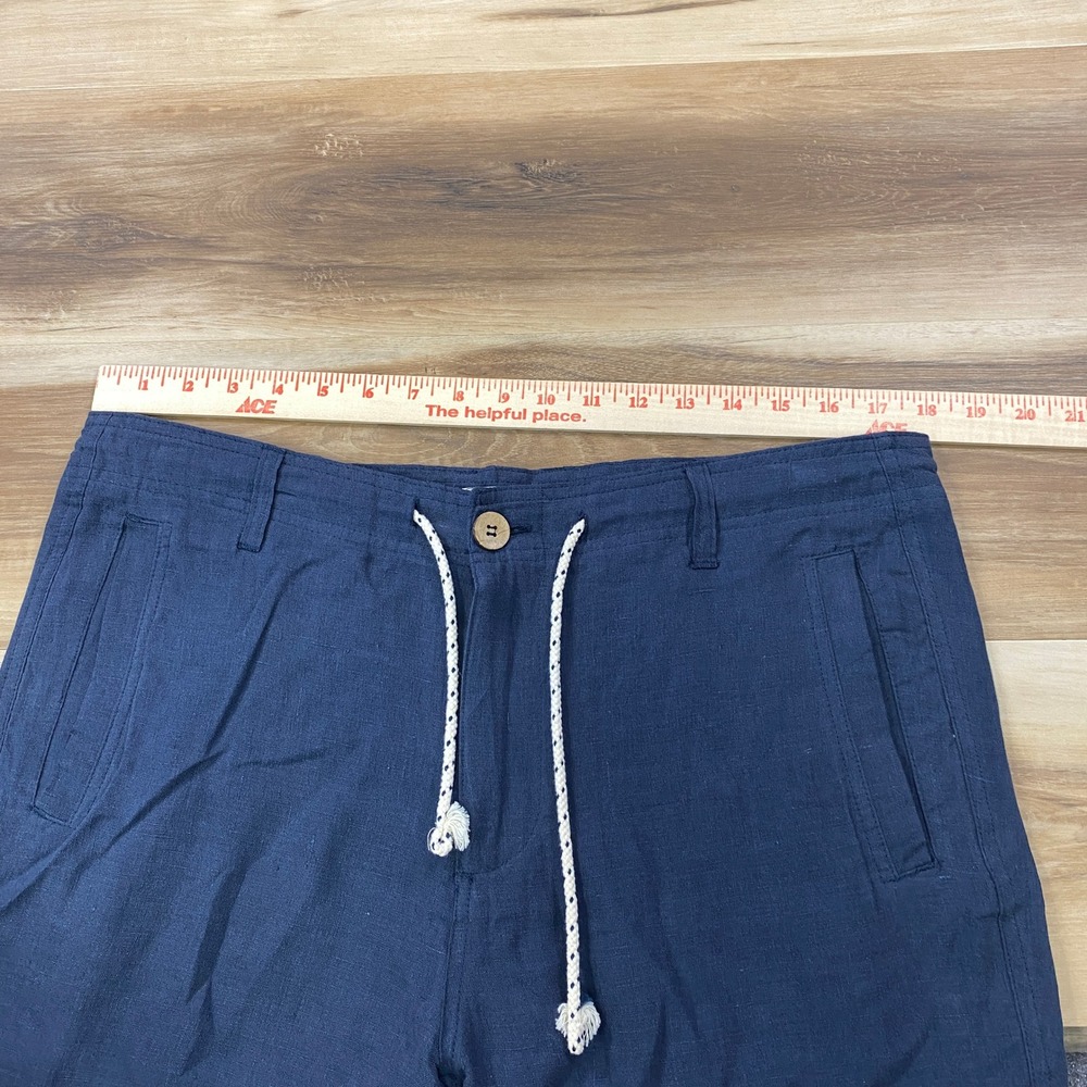 Free Line Athens Linen Pants Mens 34 Minimalist 100% Linen Straight Navy Summer - Picture 5 of 9